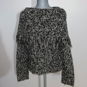 Mac & Jac Knitted Fringe Salt & Pepper Sweater